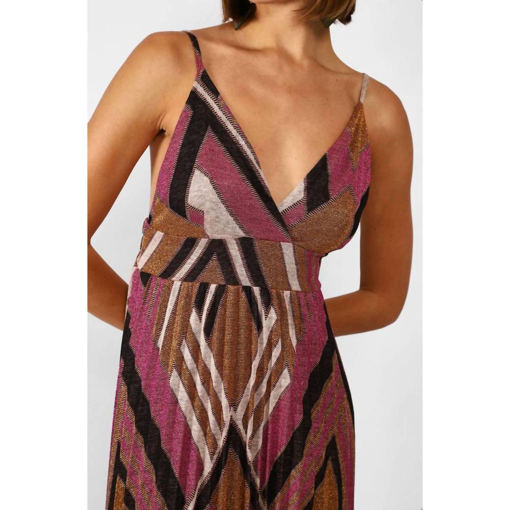 NEW DIXIE studio long pleated geometric design dress in multi - Picture 3 of 3